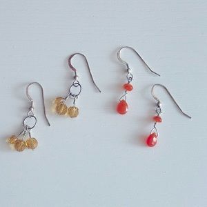 925 sterling silver LOT 2 pair of earrings gemstones 💎